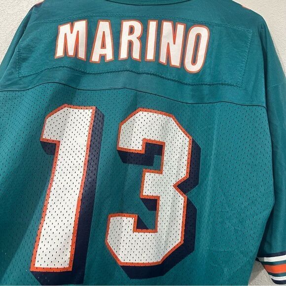 VINTAGE DAN MARINO #13 MIAMI DOLPHINS 1990s CHAMPION NFL JERSEY ADULT 44 LARGE - Picture 4 of 11